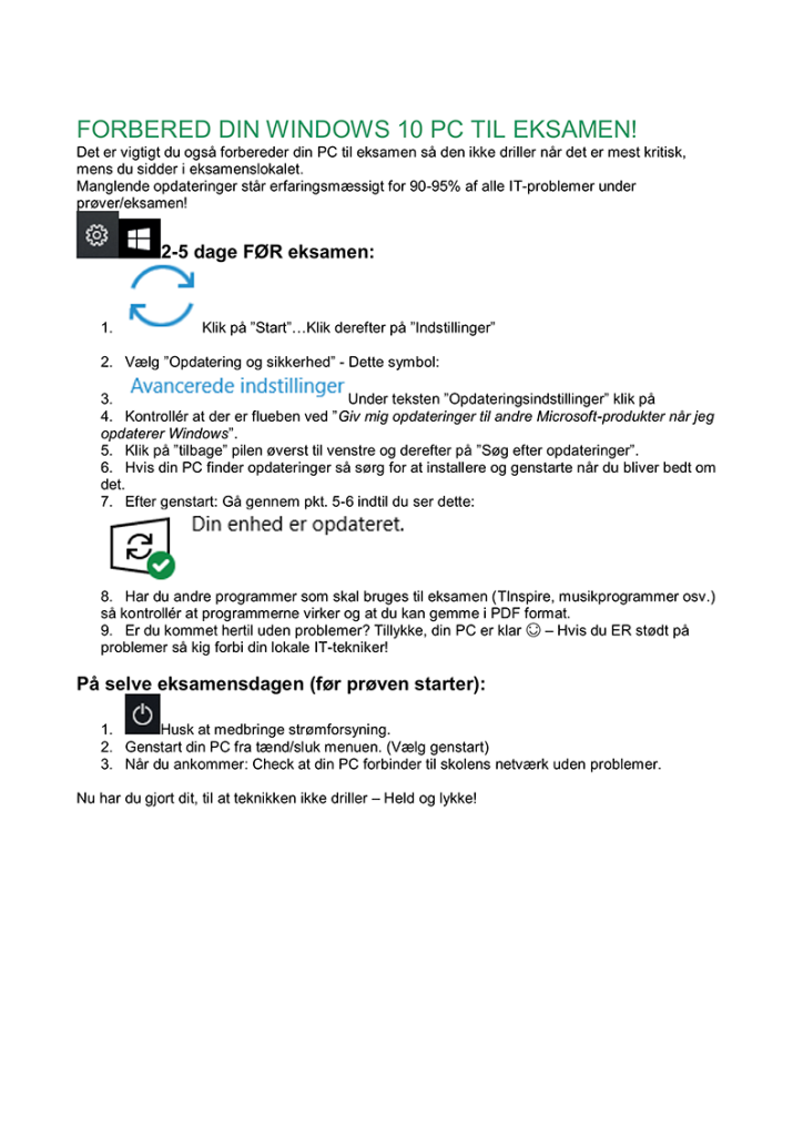 Link til pdf-dokument: forbered din PC til eksamen